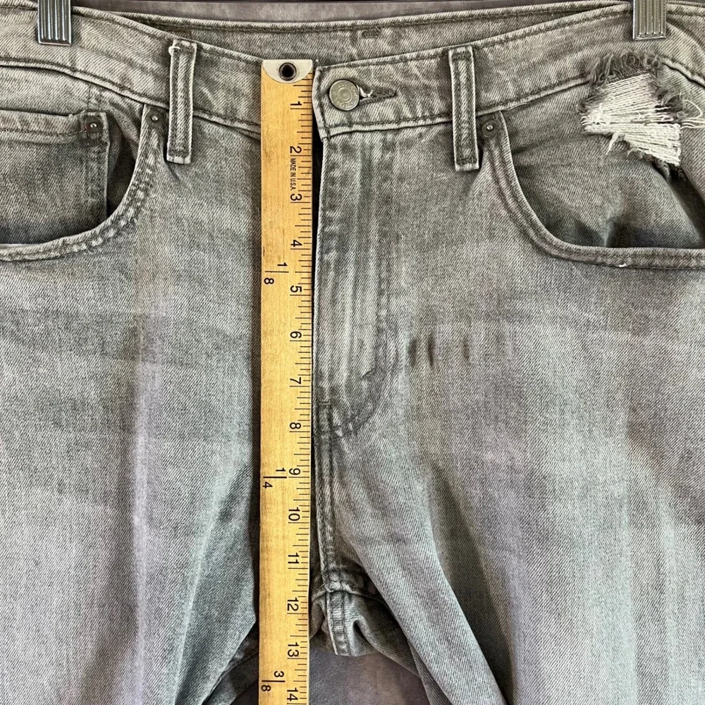 Levi's 512 Slim Taper Jeans Mens 34x34 Grey Distressed Ripped Denim Casual‎